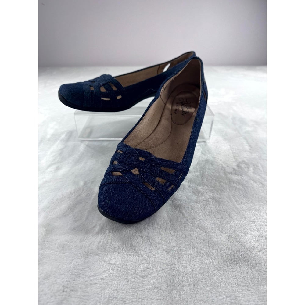 LifeStride Diverse Flat Women's 10M Navy Blue Woven Slip-On Comfort Walking